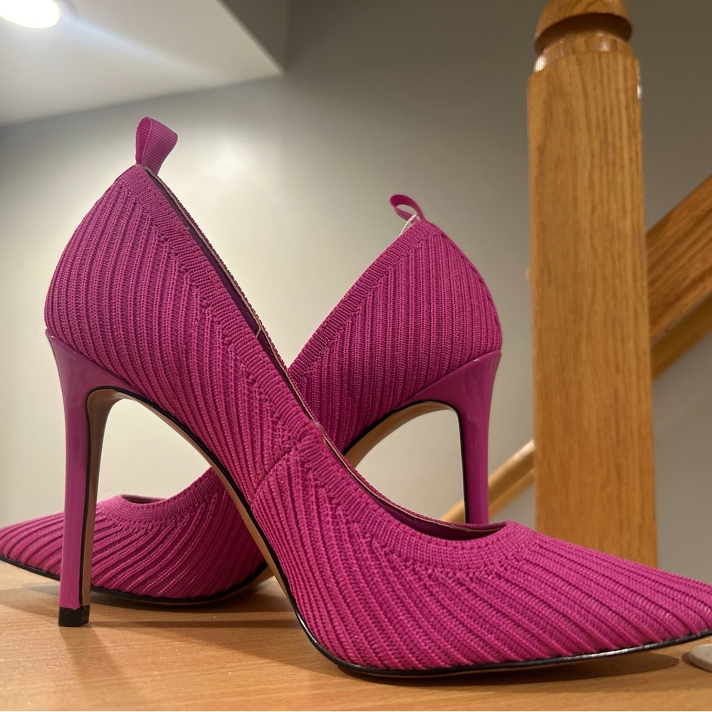 FUCHSIA MAGENTA Stiletto Fabric Heels Pumps 6M